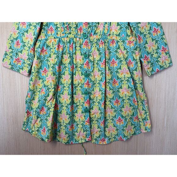 Matilda Jane Green Acres Tunic Top Womens Size Large 3/4 Sleeve Floral Cottage - Picture 4 of 12